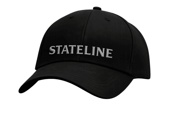Stateline Black Baseball Cap Stitched Grey Logo
