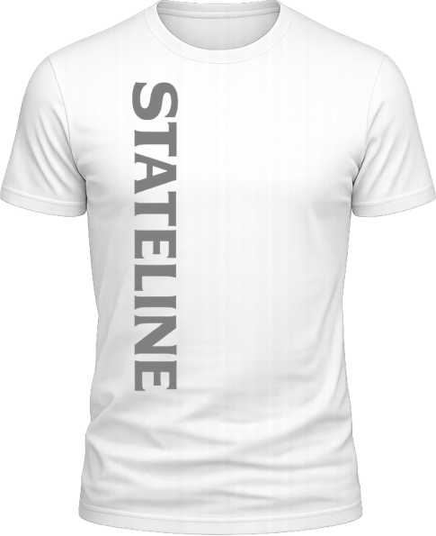 vertical logo grey white tee