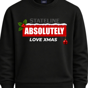 Black Absolutely Love Xmas Christmas sweatshirt with festive holly and bauble design